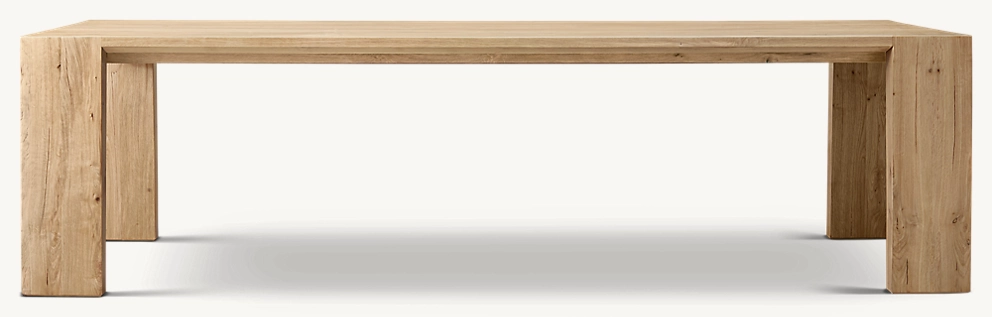 Detail view of Wyeth Oak Parsons Rectangular Extension Dining Table showing oak dining table design