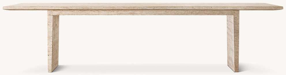 Detail view of Wyeth Travertine Rectangular Dining Table showing wood rectangular dining table design
